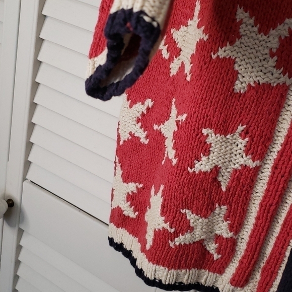 Vintage Jaeger Patriotic Silk Blend Sweater, Sz L Chunky Knit Relaxed Fit Tunic - Picture 5 of 10